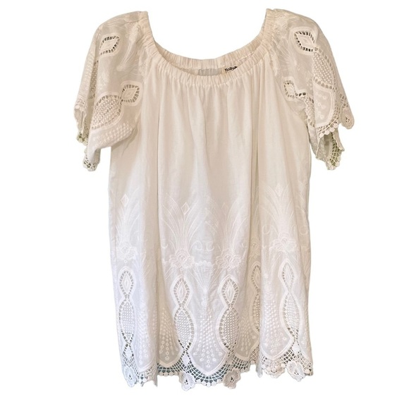 Holly Bracken Tops - Holly Bracken Lace Boho Tunic White Sz Medium